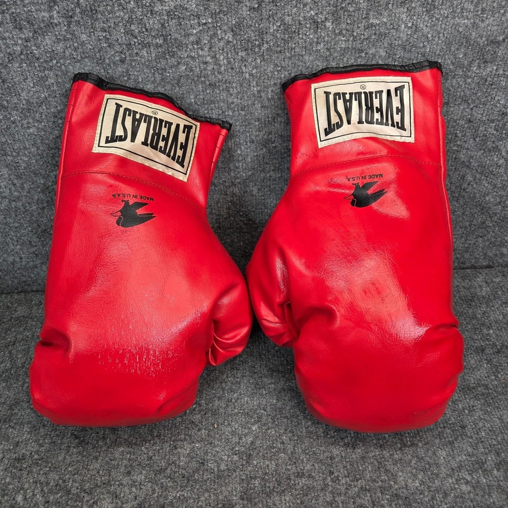 Vintage Everlast Boxing Gloves 14oz‎ Red Leather Made in USA Training Sparring